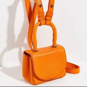 FREE PEOPLE Orange Leather Close to You Mini Bag
